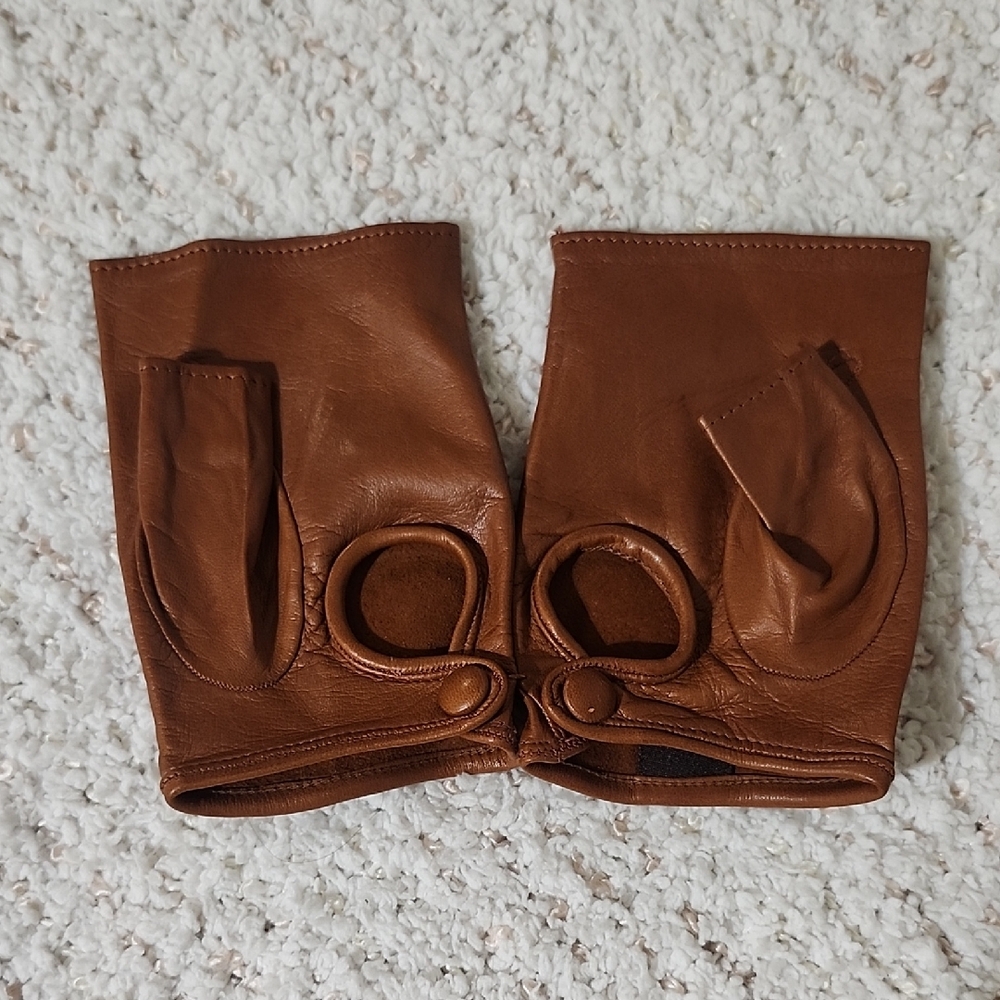 Sermoneta Gloves Tan Leather Fingerless Gloves